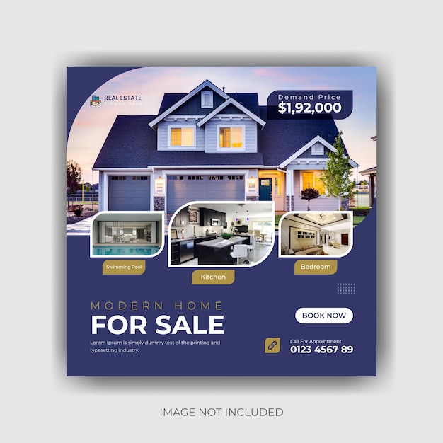 Real estate home sale social media post banner template Premium vector