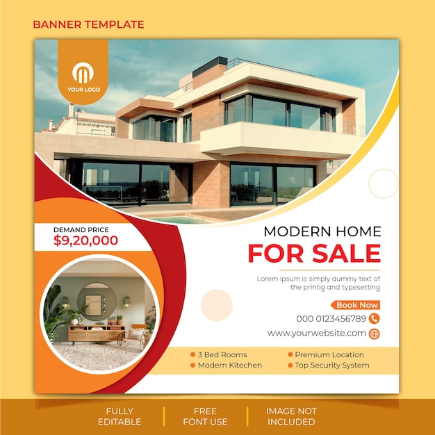 Real estate home sale social media post and banner template