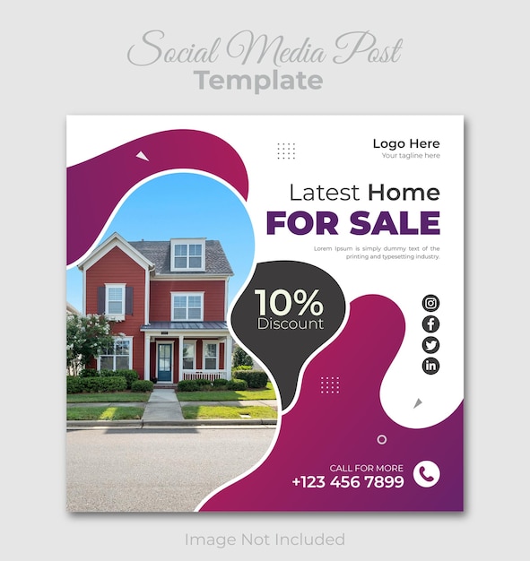 Real estate home sale social media post design template.