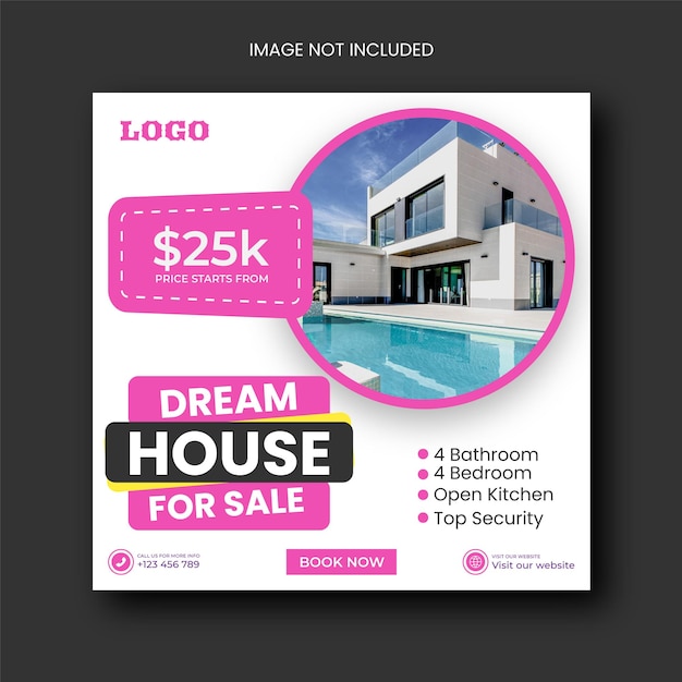 Real estate home sale social media post Instagram post template