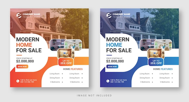 Real estate home sale social media post or social media banner template