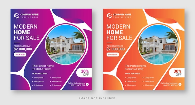 Real estate home sale social media post or social media banner template