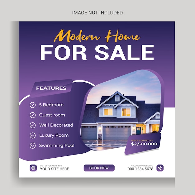 Vector real estate home sale social media post or square banner template