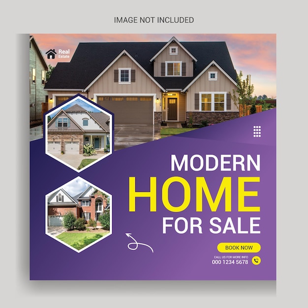 Vector real estate home sale social media post or square banner template