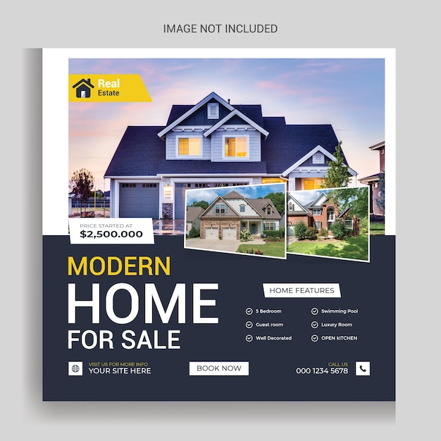 Vector real estate home sale social media post or square banner template