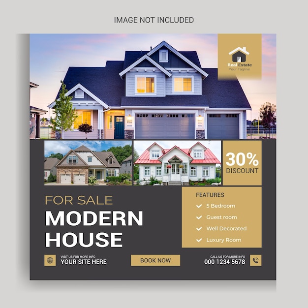 Real estate home sale social media post or square banner template