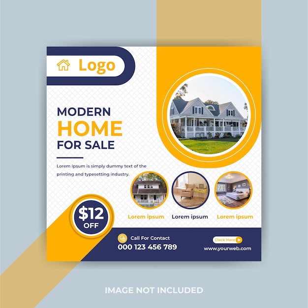 Real estate home for sale social media post template