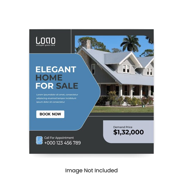 Real estate home sale square social media banner template