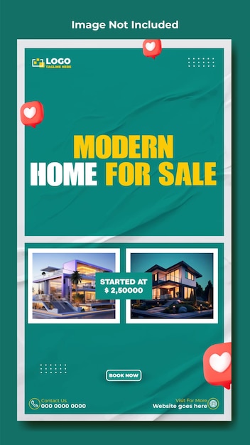 Vector real estate home sale story template design