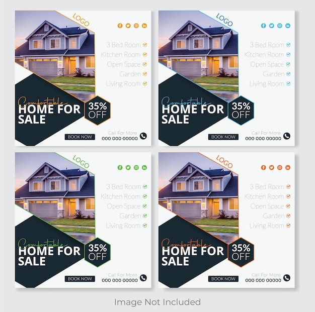 Vector real estate home social media post design template