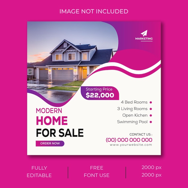 Real estate home social media post or instagram banner template