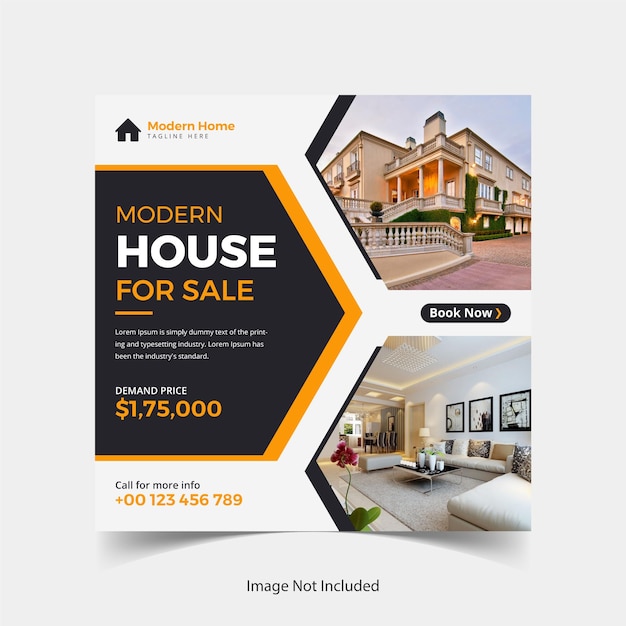Vector real estate home social media post or square banner template design