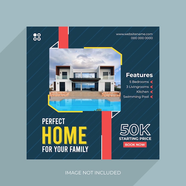 Real estate home social media post template design