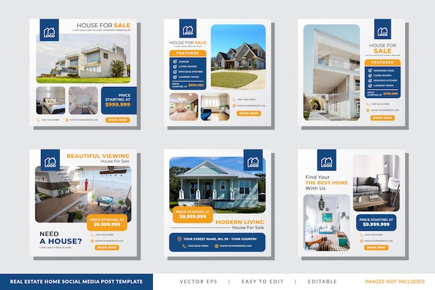 Vector real estate home social media post template