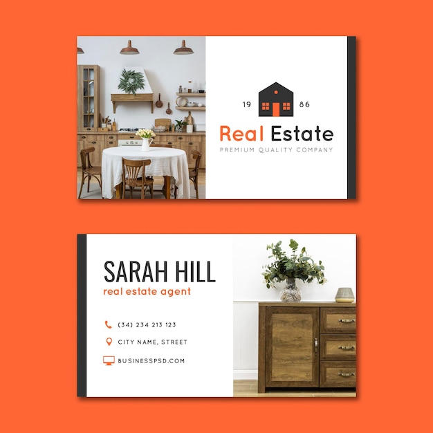 Real estate horizontal business card