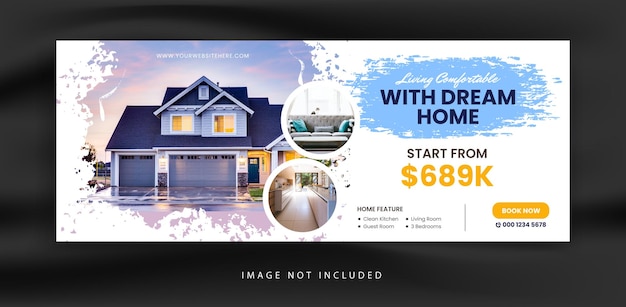 Vector real estate house agency facebook cover banner promotion template