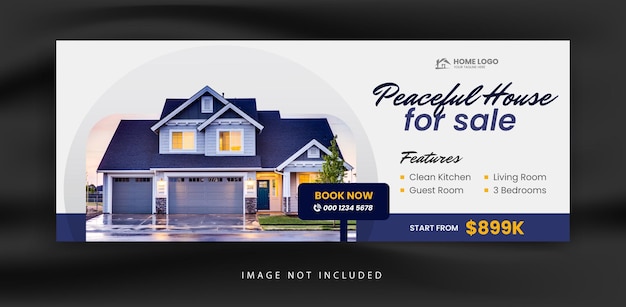 Real estate house agency facebook cover banner promotion template