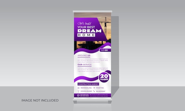 Real estate house construction flyer roll up banner stand template design