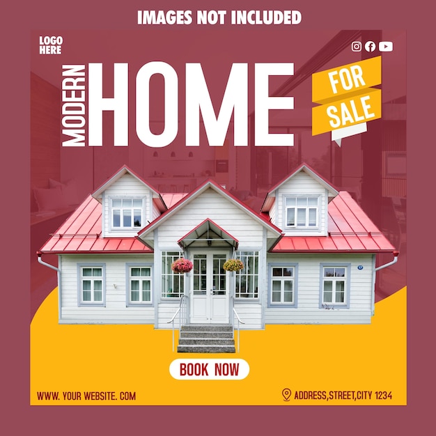 Vector real estate house corporate social media post template