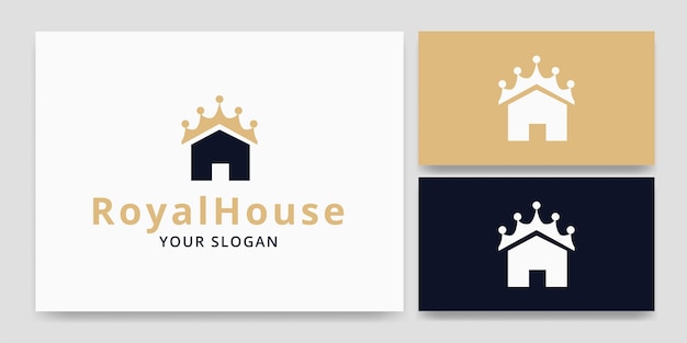 Real Estate House en Royal Crown Logo Concept