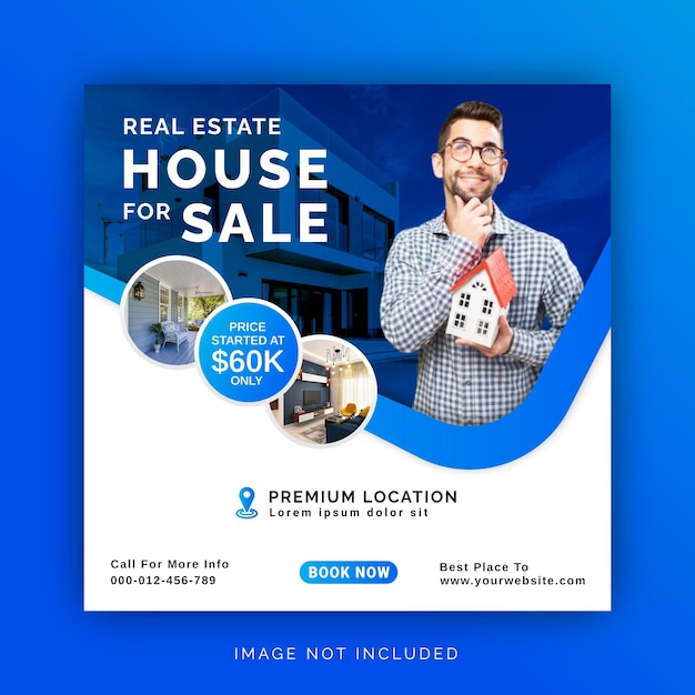 Vector real estate house for sale elegant house social media post instagram post-sjabloon