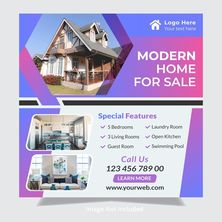 Real estate house and Home for sale property instagram post template
