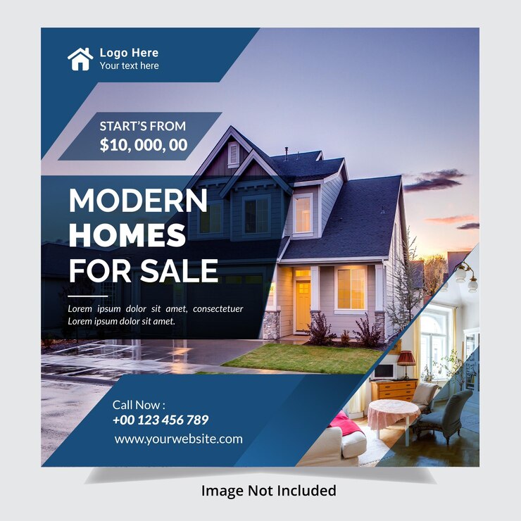 Real estate house and Home for sale property instagram post template