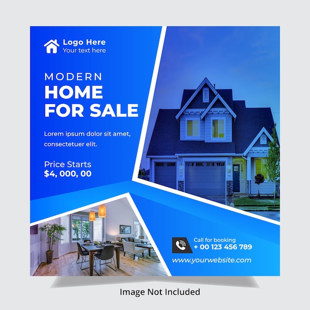 Real estate house and Home for sale property instagram post template