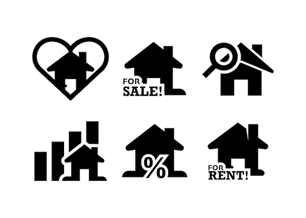 Real estate house icon silhouette design template