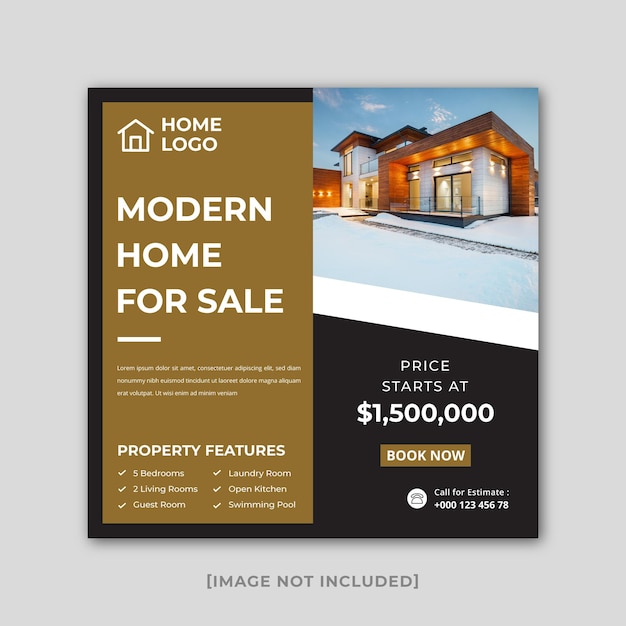 Real estate house instagram post or social media banner template Premium Vector