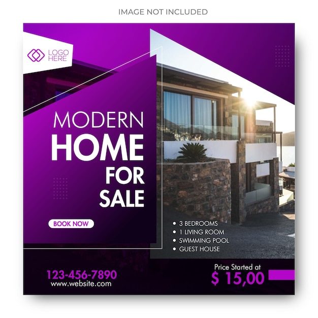 Real estate house instagram post or social media banner template