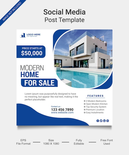 Real estate house instagram post and social media post template