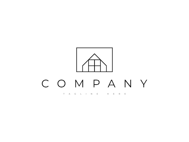 Vector real estate house line logo design