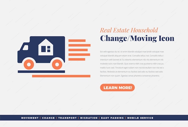 Real Estate House Movement Icon or Home Property and Housing Building icon design