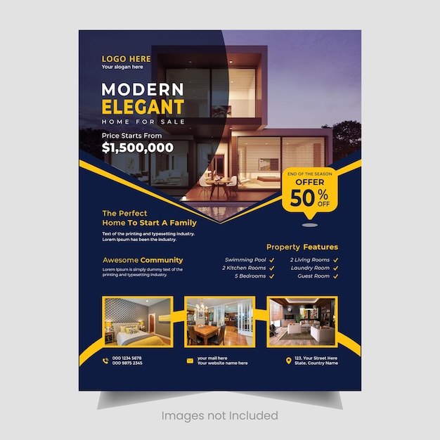 Vector real estate house property business flyer poster template