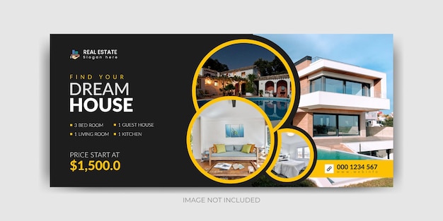 Real estate house property Facebook cover banner template Premium vector