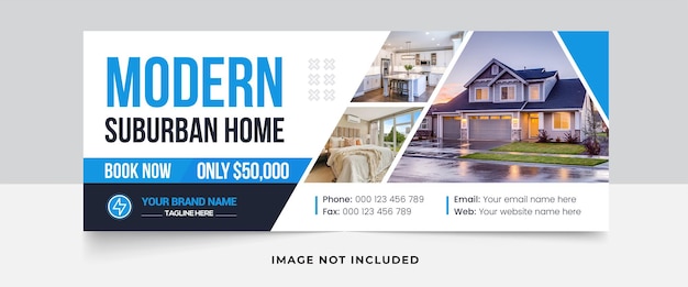 Real estate house property facebook cover banner template Premium Vector
