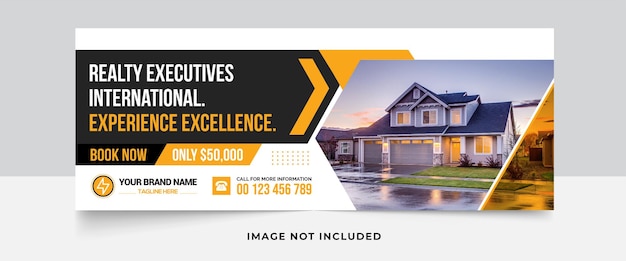 Real estate house property facebook cover banner template Premium Vector