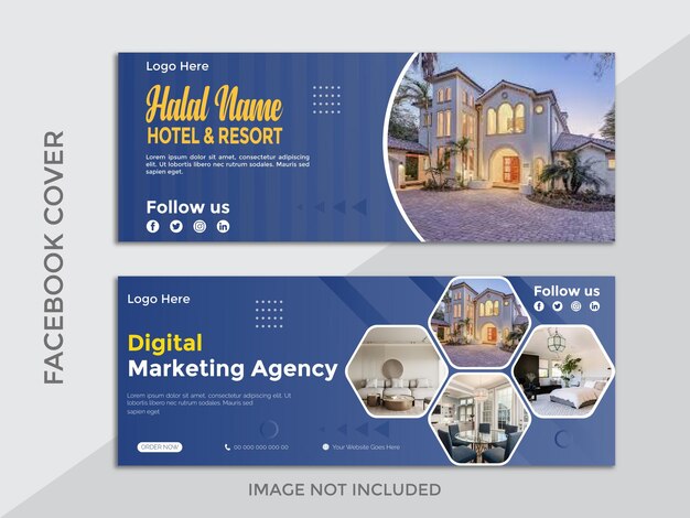 Vector real estate house property facebook cover banner template