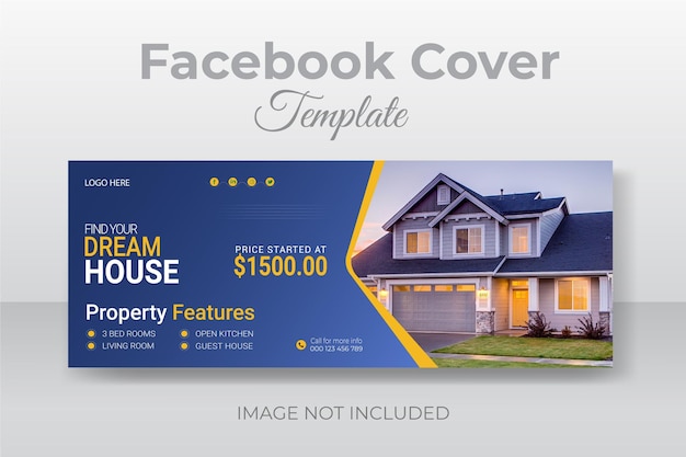 Modello di banner di copertina di facebook della proprietà della casa immobiliare