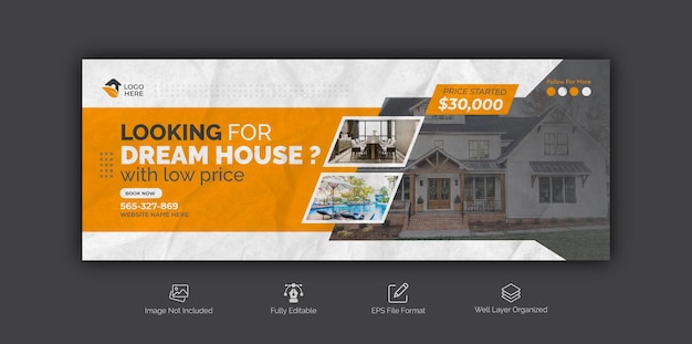 Real estate house property facebook cover banner template