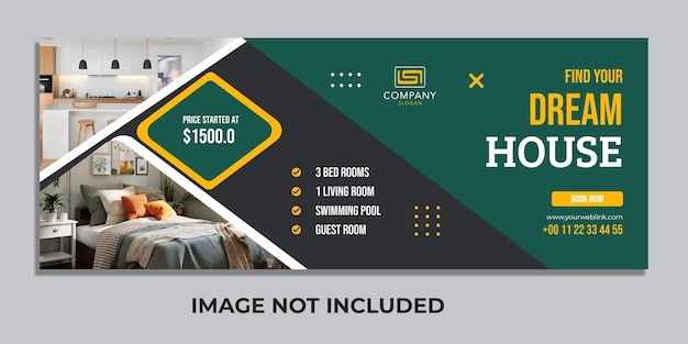 Real estate house property facebook cover and social media banner template for business