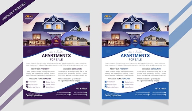 Vector real estate house property flyer design template