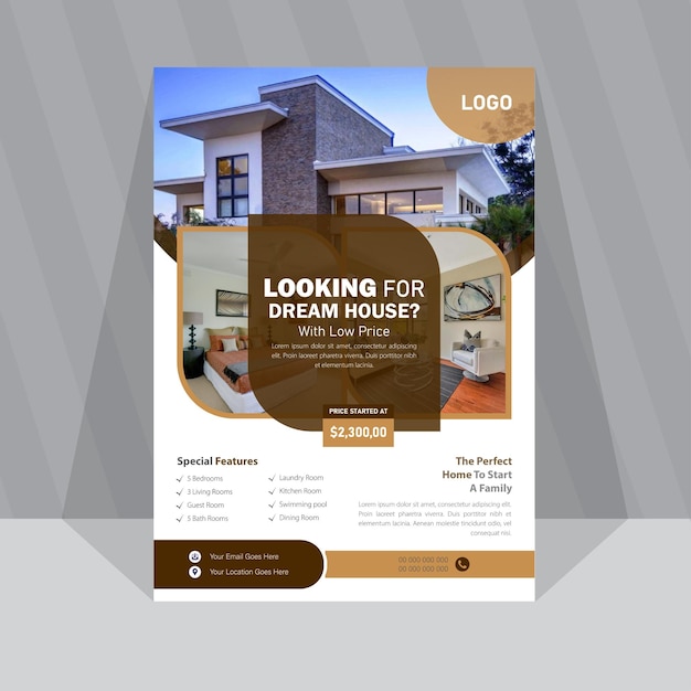 Vector real estate house property flyer template design