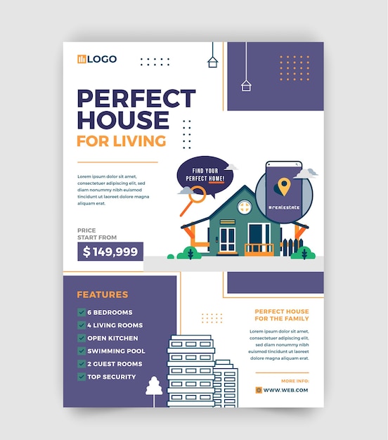 Vector real estate house property flyer template