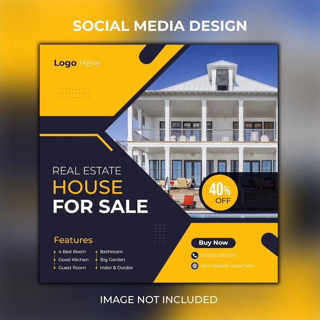 Real estate house property Instagram post design or modern social media banner template