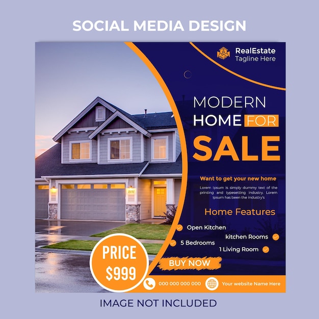 Proprietà della casa immobiliare instagram post design o moderno modello di banner per social media