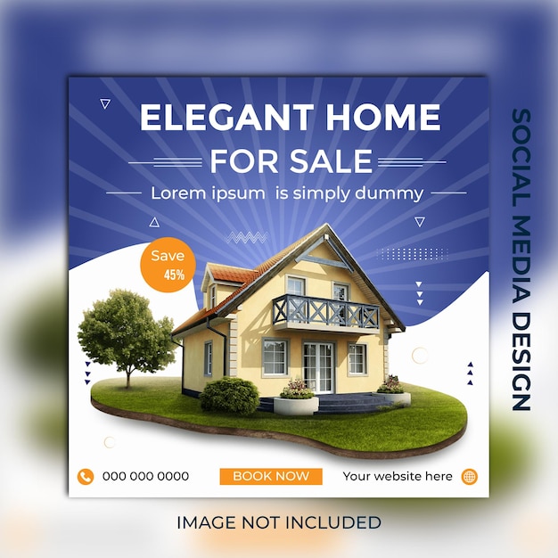 Real estate house property Instagram post design or modern social media banner template