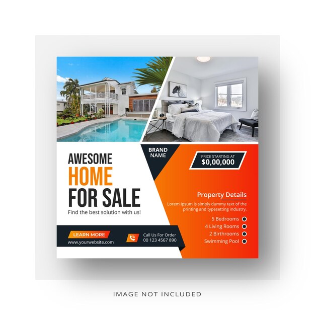 Real estate house property Instagram post or Facebook post banner or square web banner template