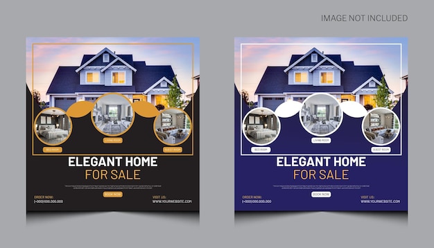 Vector real estate house property instagram post or social media banner template design